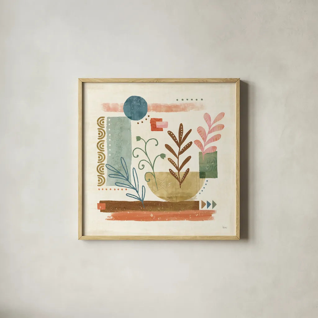 Vista II by Veronique Charron. Shown in a natural wood glass frame for a timeless modern aesthetic. Available as an archival giclee rolled canvas, fine art paper, or poster print. SKU 63576a.