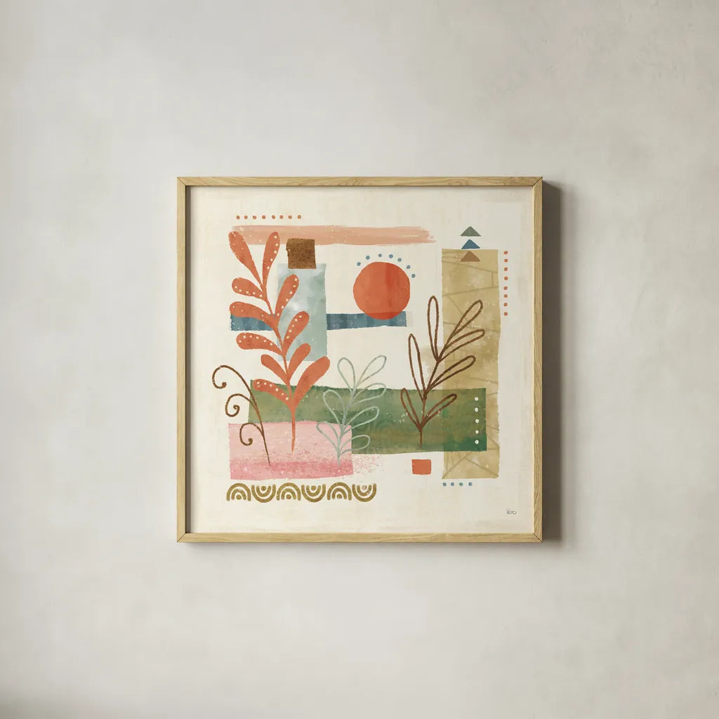 Vista III by Veronique Charron. Shown in a natural wood glass frame for a timeless modern aesthetic. Available as an archival giclee rolled canvas, fine art paper, or poster print. SKU 63577a.