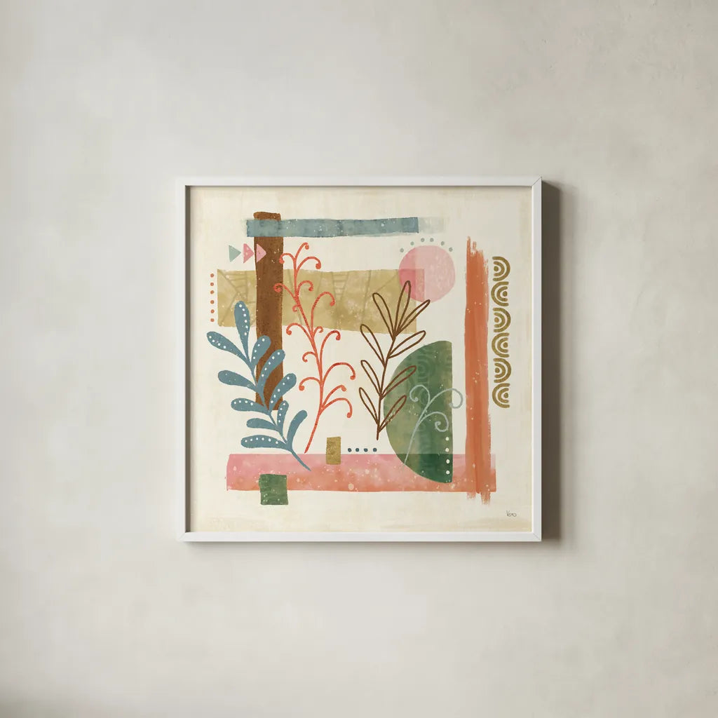 Vista IV by Veronique Charron. Shown in a crisp white glass frame for a clean and minimalist style. Available as an archival giclee rolled canvas, fine art paper, or poster print. SKU 63578a.