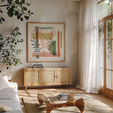 Vista IV by Veronique Charron. Shown in a natural wood frame in a cozy modern living room. Available as an archival giclee rolled canvas, fine art paper, or poster print. SKU 63578a.