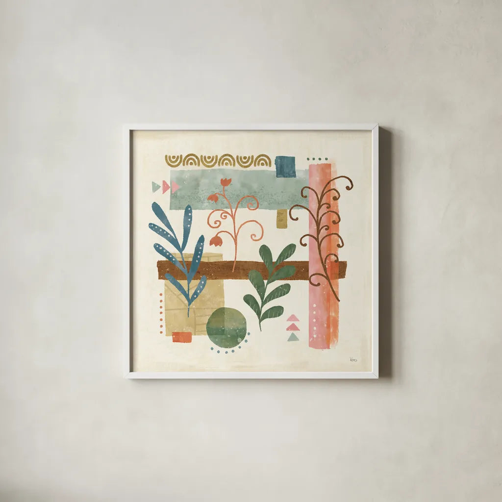 Vista V by Veronique Charron. Shown in a crisp white glass frame for a clean and minimalist style. Available as an archival giclee rolled canvas, fine art paper, or poster print. SKU 63579a.