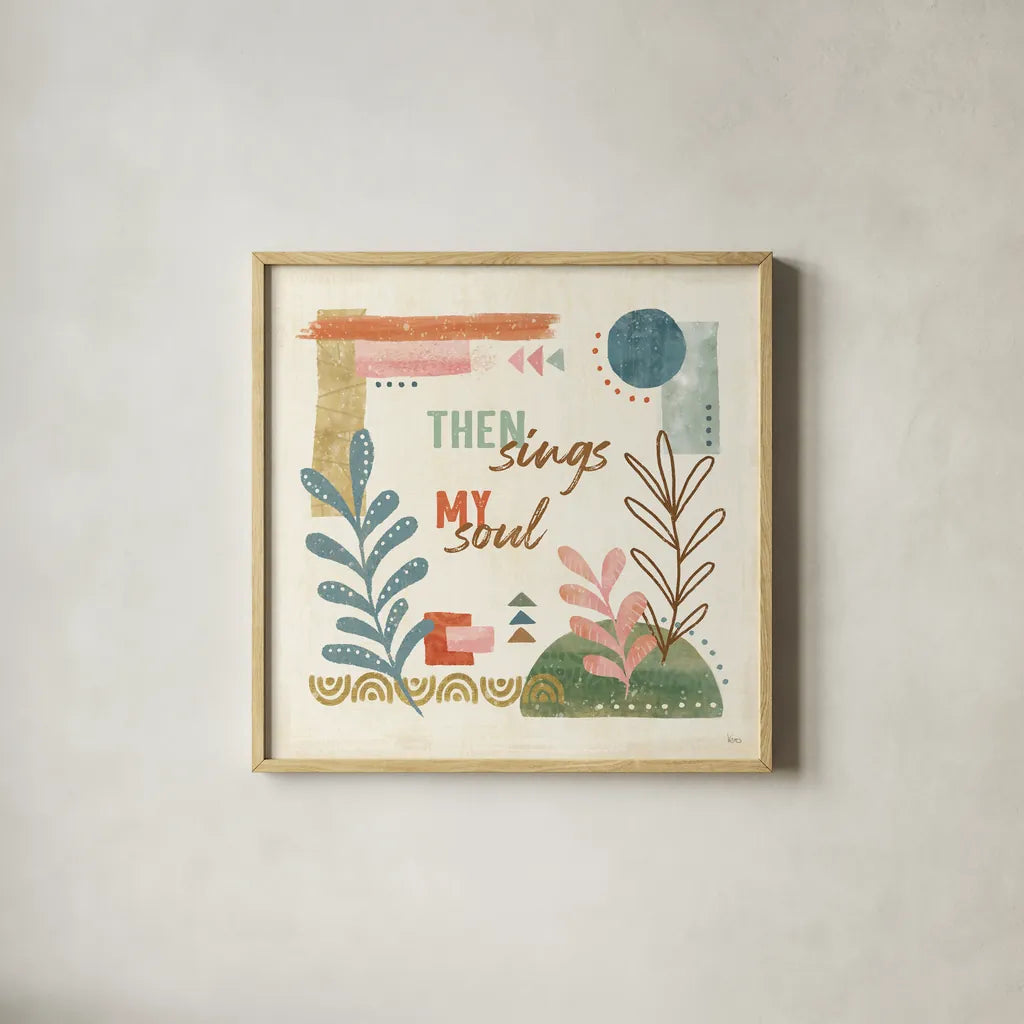 Vista VII by Veronique Charron. Shown in a natural wood glass frame for a timeless modern aesthetic. Available as an archival giclee rolled canvas, fine art paper, or poster print. SKU 63581a.