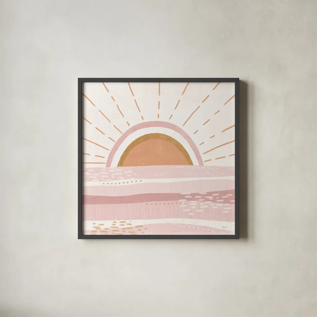 Warm Sweet Summer V by Veronique Charron. Shown in a sleek black glass frame for a contemporary gallery look. Available as an archival giclee rolled canvas, fine art paper, or poster print. SKU 75585a.