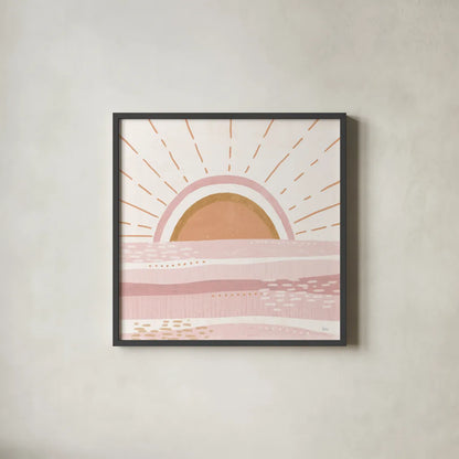 Warm Sweet Summer V by Veronique Charron. Shown in a sleek black glass frame for a contemporary gallery look. Available as an archival giclee rolled canvas, fine art paper, or poster print. SKU 75585a.