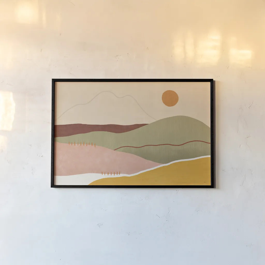 Warmscape II by Veronique Charron. shown as a paper print in a black flame. Available as a archival giclee rolled canvas, fine art paper, or poster print. SKU 74875i.