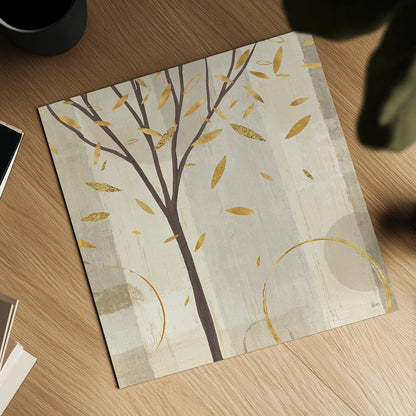 Watercolor Forest Gold IV by Veronique Charron. Shown as a detailed flat fine art print, highlighting archival giclee quality. Available as an archival giclee rolled canvas, fine art paper, or poster print. SKU 28889a.