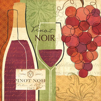 Wine and Grapes I by Veronique Charron. SKU 6010a. Archival Giclee Fine art print for wall decor.