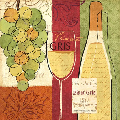 Wine and Grapes II by Veronique Charron. SKU 6011a. Archival Giclee Fine art print for wall decor.