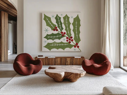Winter Days VII by Veronique Charron. Shown as extra-large giant wall art in a modern living room. Available as an archival giclee rolled canvas, fine art paper, or poster print. SKU 90555a.