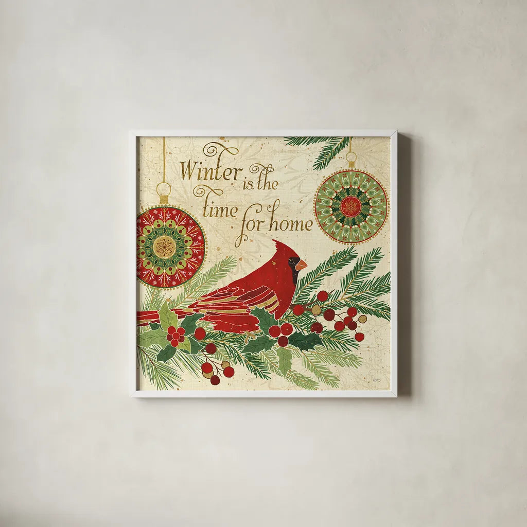 Winter Feathers V by Veronique Charron. Shown in a crisp white glass frame for a clean and minimalist style. Available as an archival giclee rolled canvas, fine art paper, or poster print. SKU 26074a.