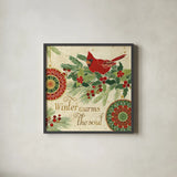 Winter Feathers VI by Veronique Charron. Shown in a sleek black glass frame for a contemporary gallery look. Available as an archival giclee rolled canvas, fine art paper, or poster print. SKU 26075a.
