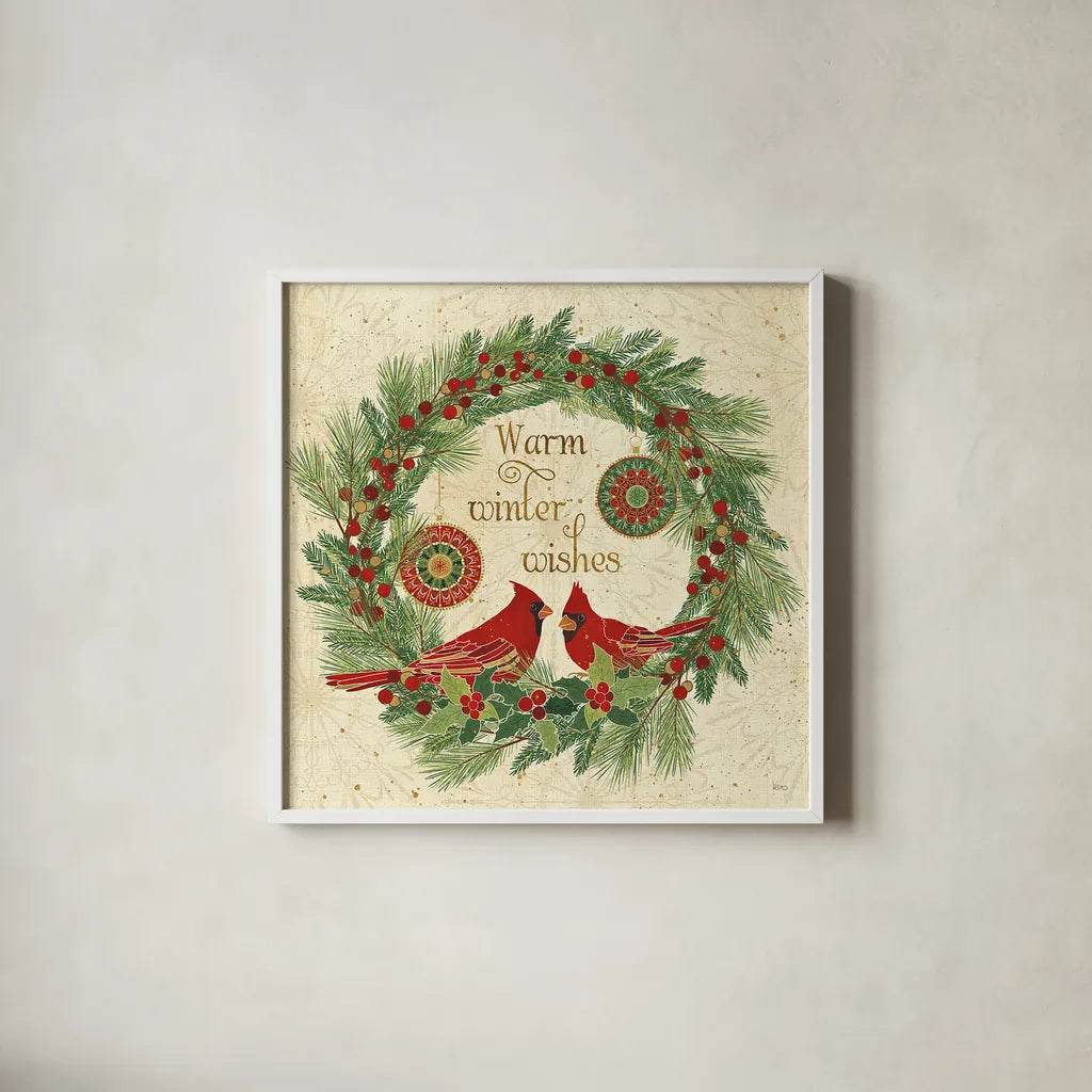 Winter Feathers VIII by Veronique Charron. Shown in a crisp white glass frame for a clean and minimalist style. Available as an archival giclee rolled canvas, fine art paper, or poster print. SKU 26077a.