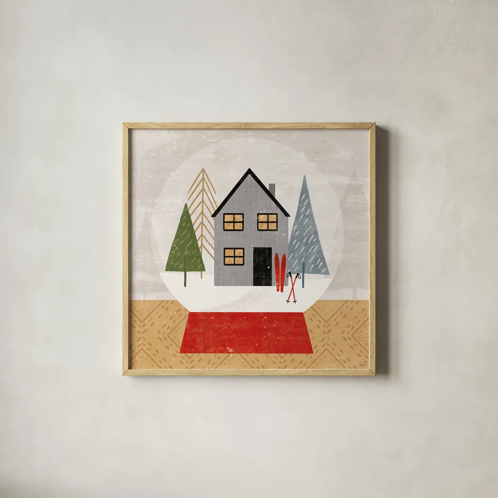 Winter Splendor V by Veronique Charron. Shown in a natural wood glass frame for a timeless modern aesthetic. Available as an archival giclee rolled canvas, fine art paper, or poster print. SKU 76795a.