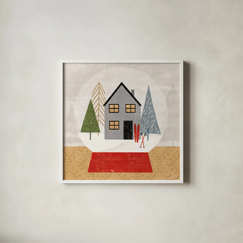 Winter Splendor V by Veronique Charron. Shown in a crisp white glass frame for a clean and minimalist style. Available as an archival giclee rolled canvas, fine art paper, or poster print. SKU 76795a.