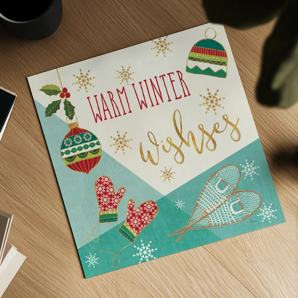 Winter Wishes I by Veronique Charron. Shown as a detailed flat fine art print, highlighting archival giclee quality. Available as an archival giclee rolled canvas, fine art paper, or poster print. SKU 36920a.