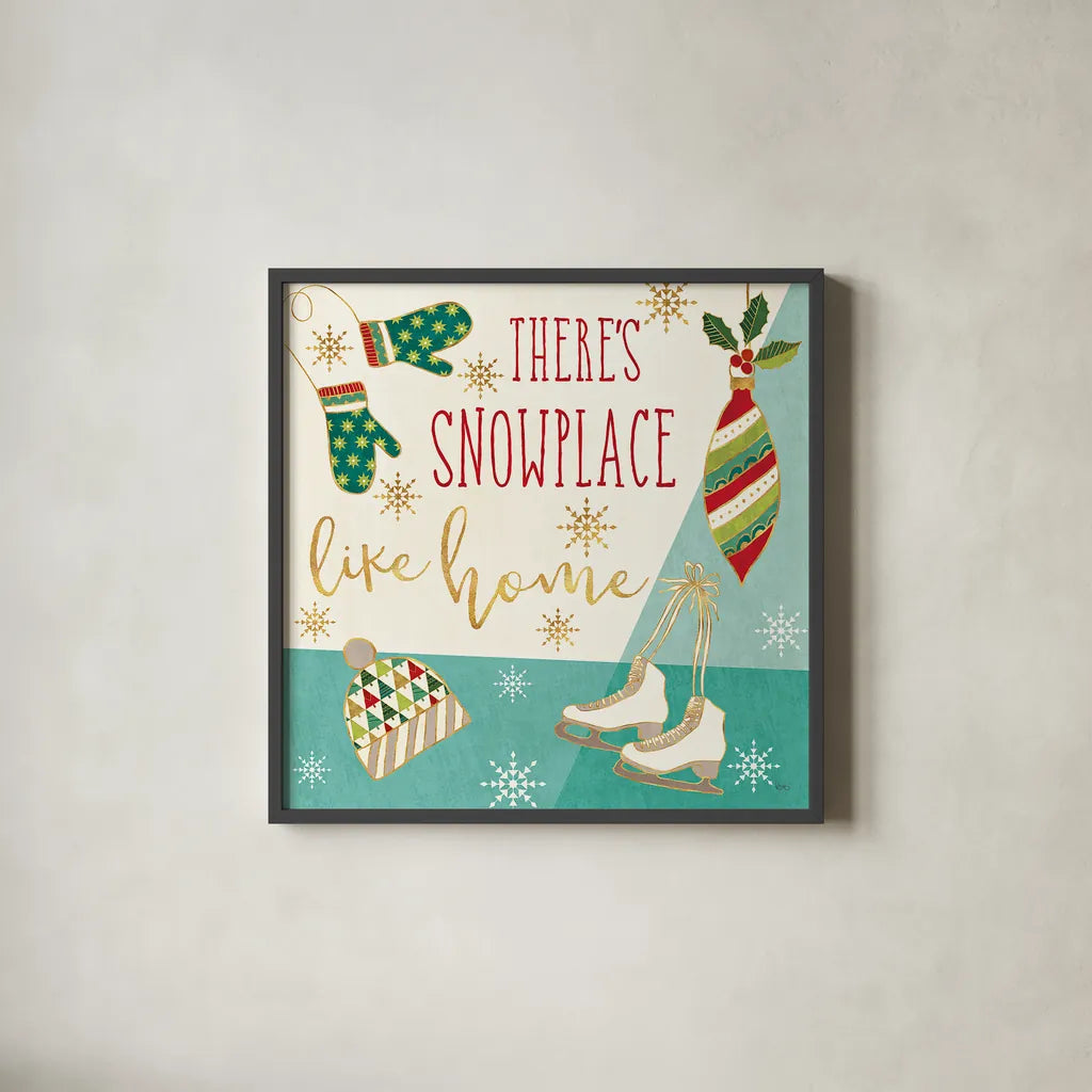 Winter Wishes II by Veronique Charron. Shown in a sleek black glass frame for a contemporary gallery look. Available as an archival giclee rolled canvas, fine art paper, or poster print. SKU 36921a.