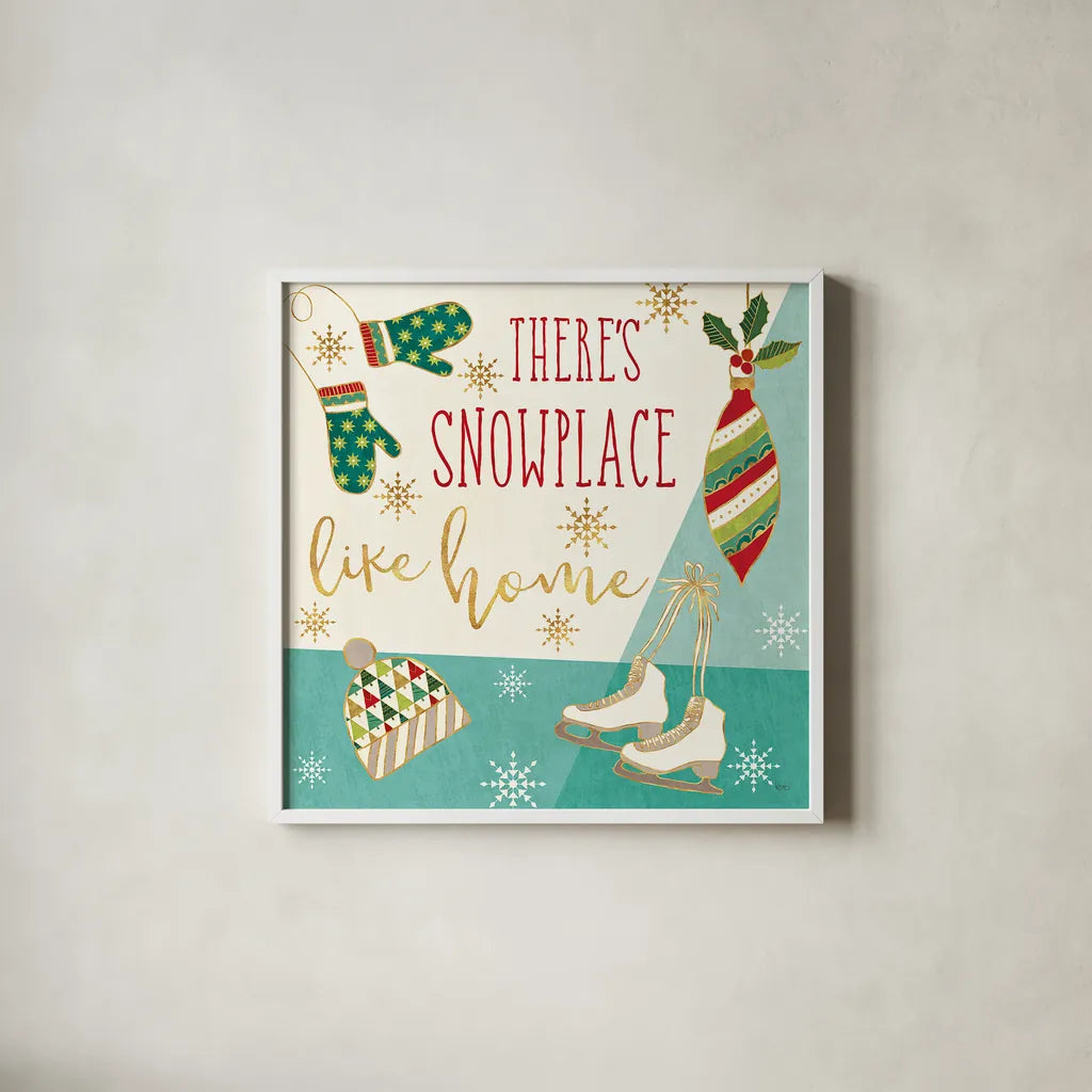 Winter Wishes II by Veronique Charron. Shown in a crisp white glass frame for a clean and minimalist style. Available as an archival giclee rolled canvas, fine art paper, or poster print. SKU 36921a.