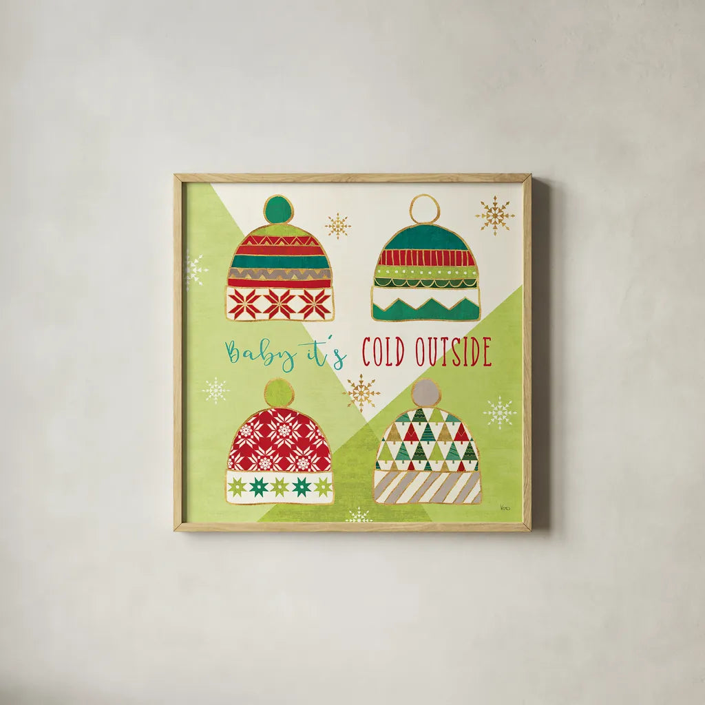 Winter Wishes III by Veronique Charron. Shown in a natural wood glass frame for a timeless modern aesthetic. Available as an archival giclee rolled canvas, fine art paper, or poster print. SKU 36922a.