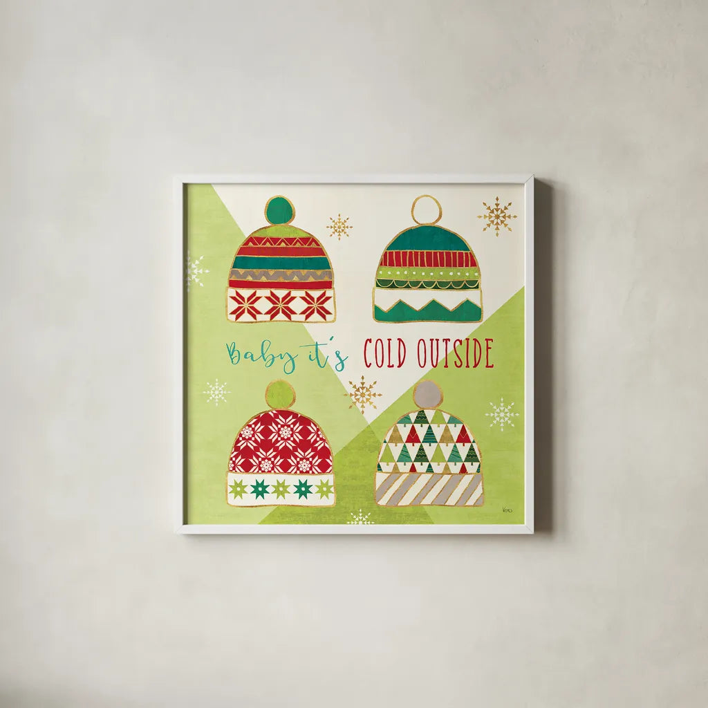 Winter Wishes III by Veronique Charron. Shown in a crisp white glass frame for a clean and minimalist style. Available as an archival giclee rolled canvas, fine art paper, or poster print. SKU 36922a.