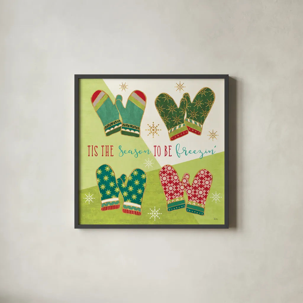 Winter Wishes IV by Veronique Charron. Shown in a sleek black glass frame for a contemporary gallery look. Available as an archival giclee rolled canvas, fine art paper, or poster print. SKU 36923a.