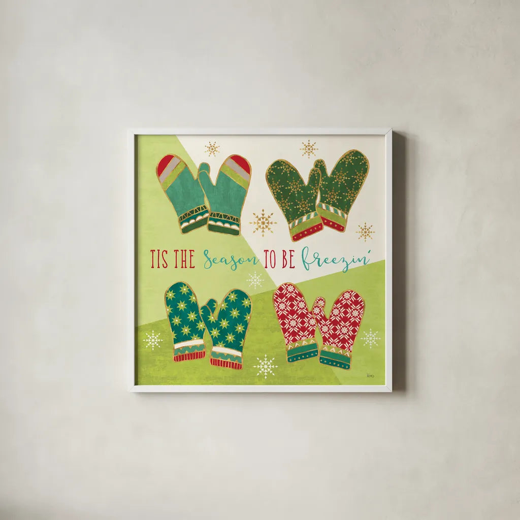 Winter Wishes IV by Veronique Charron. Shown in a crisp white glass frame for a clean and minimalist style. Available as an archival giclee rolled canvas, fine art paper, or poster print. SKU 36923a.