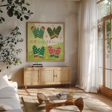 Winter Wishes IV by Veronique Charron. Shown in a natural wood frame in a cozy modern living room. Available as an archival giclee rolled canvas, fine art paper, or poster print. SKU 36923a.