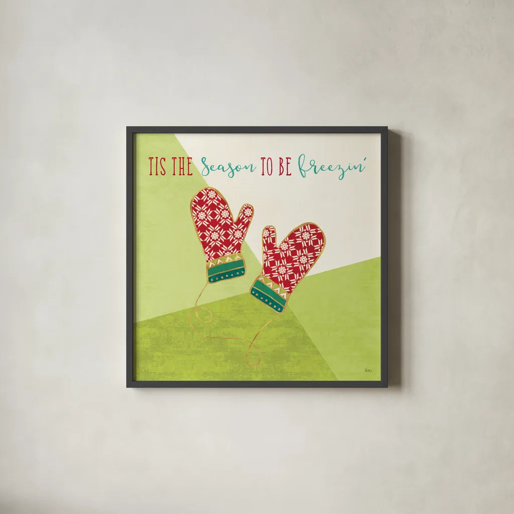 Winter Wishes IX by Veronique Charron. Shown in a sleek black glass frame for a contemporary gallery look. Available as an archival giclee rolled canvas, fine art paper, or poster print. SKU 37360a.