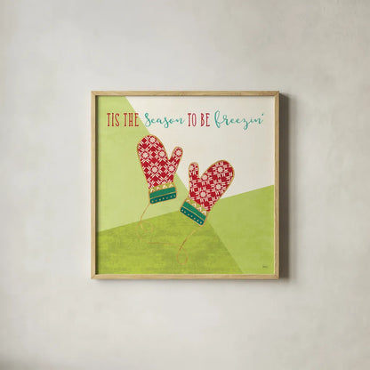 Winter Wishes IX by Veronique Charron. Shown in a natural wood glass frame for a timeless modern aesthetic. Available as an archival giclee rolled canvas, fine art paper, or poster print. SKU 37360a.