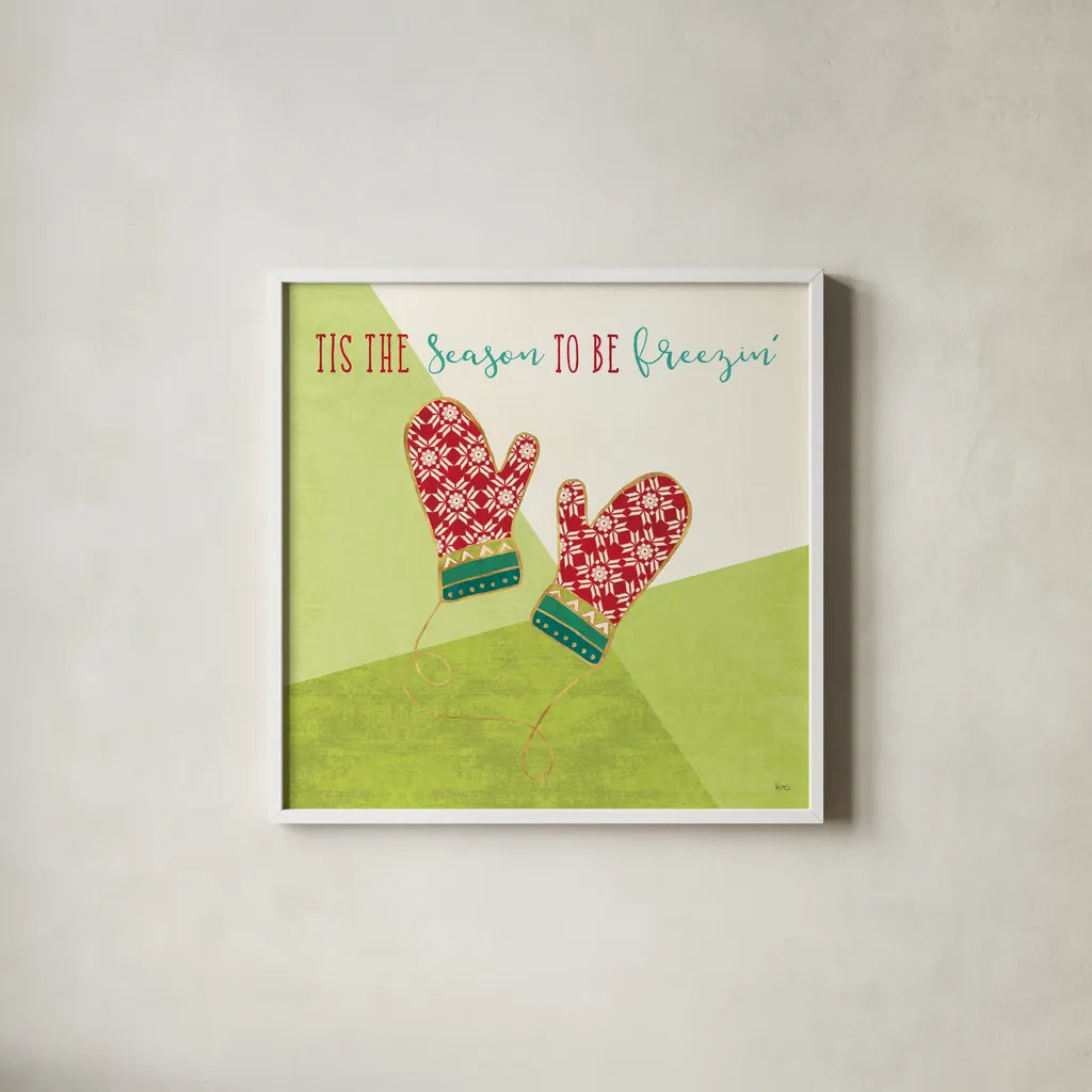 Winter Wishes IX by Veronique Charron. Shown in a crisp white glass frame for a clean and minimalist style. Available as an archival giclee rolled canvas, fine art paper, or poster print. SKU 37360a.