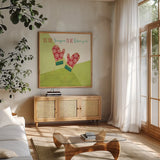 Winter Wishes IX by Veronique Charron. Shown in a natural wood frame in a cozy modern living room. Available as an archival giclee rolled canvas, fine art paper, or poster print. SKU 37360a.