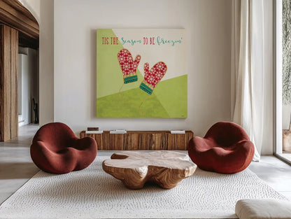 Winter Wishes IX by Veronique Charron. Shown as extra-large giant wall art in a modern living room. Available as an archival giclee rolled canvas, fine art paper, or poster print. SKU 37360a.