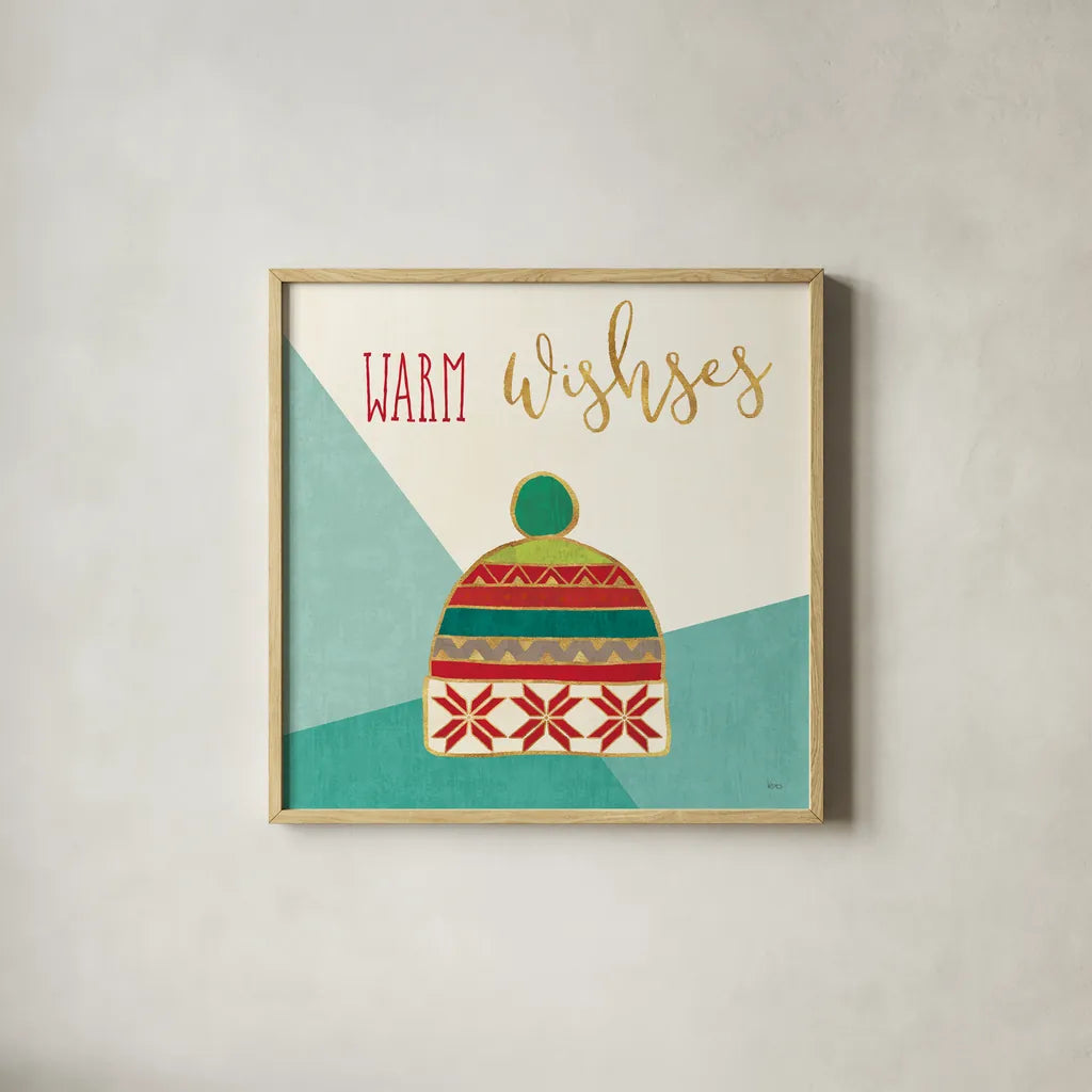 Winter Wishes VIII by Veronique Charron. Shown in a natural wood glass frame for a timeless modern aesthetic. Available as an archival giclee rolled canvas, fine art paper, or poster print. SKU 37359a.