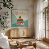 Winter Wishes VIII by Veronique Charron. Shown in a natural wood frame in a cozy modern living room. Available as an archival giclee rolled canvas, fine art paper, or poster print. SKU 37359a.
