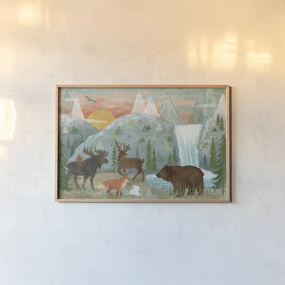 Woodland Forest I by Veronique Charron. shown as a paper print in a natural frame. Available as a archival giclee rolled canvas, fine art paper, or poster print. SKU 58758i.