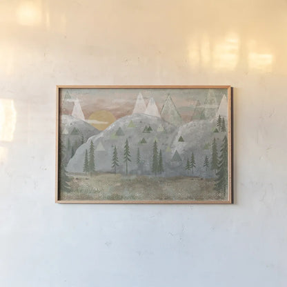 Woodland Forest I Neutral by Veronique Charron. shown as a paper print in a natural frame. Available as a archival giclee rolled canvas, fine art paper, or poster print. SKU 74768i.