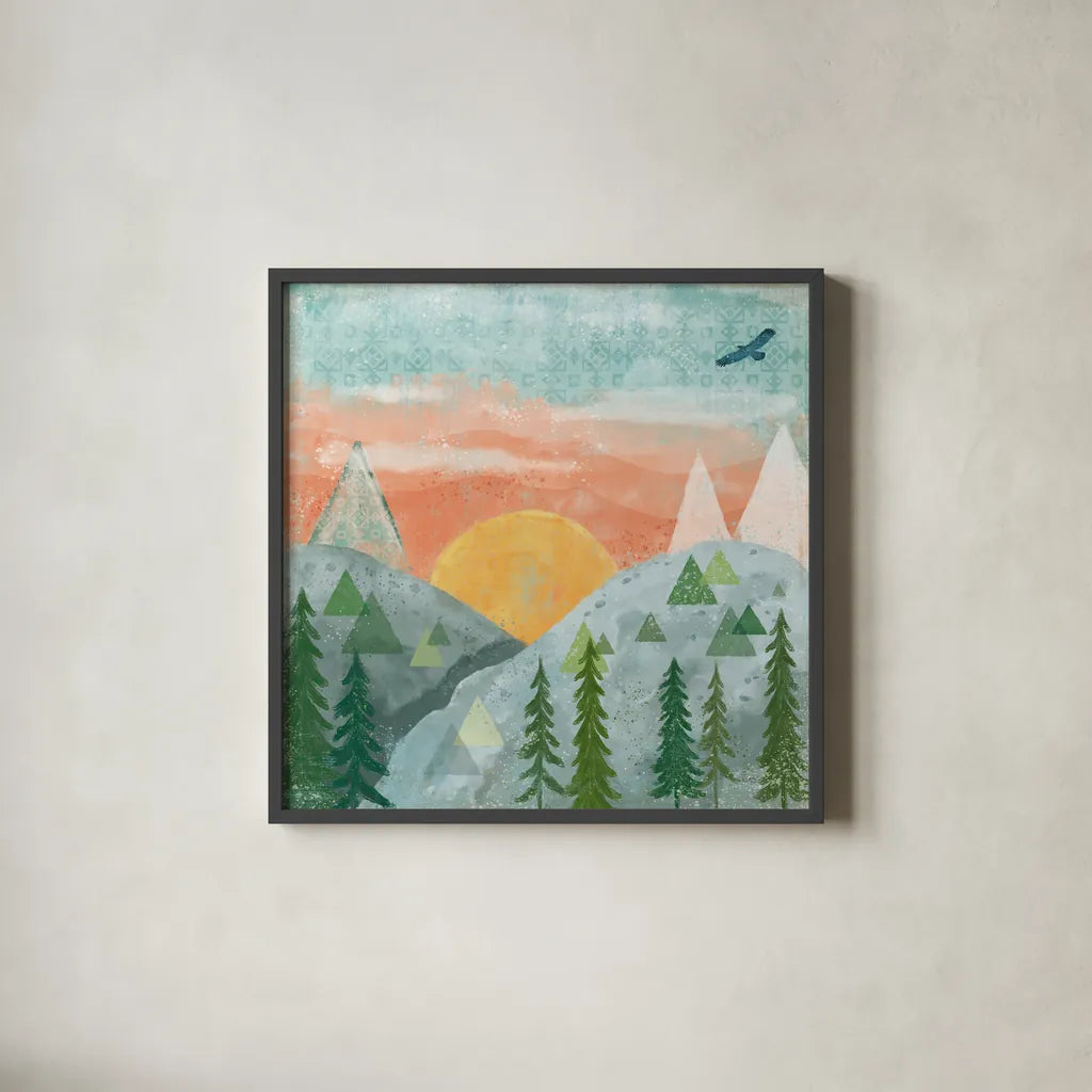 Woodland Forest VI No Words by Veronique Charron. Shown in a sleek black glass frame for a contemporary gallery look. Available as an archival giclee rolled canvas, fine art paper, or poster print. SKU 68754a.