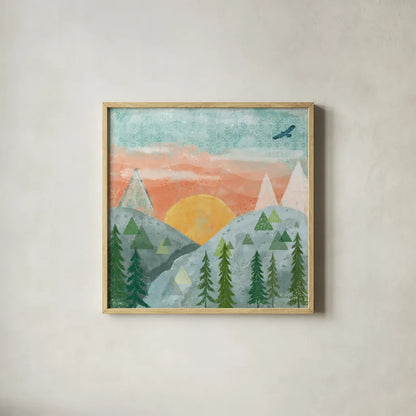 Woodland Forest VI No Words by Veronique Charron. Shown in a natural wood glass frame for a timeless modern aesthetic. Available as an archival giclee rolled canvas, fine art paper, or poster print. SKU 68754a.