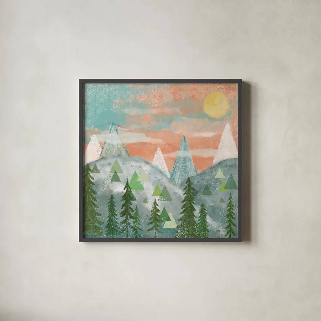 Woodland Forest VII No Words by Veronique Charron. Shown in a sleek black glass frame for a contemporary gallery look. Available as an archival giclee rolled canvas, fine art paper, or poster print. SKU 68755a.