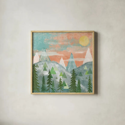 Woodland Forest VII No Words by Veronique Charron. Shown in a natural wood glass frame for a timeless modern aesthetic. Available as an archival giclee rolled canvas, fine art paper, or poster print. SKU 68755a.