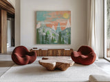 Woodland Forest VII No Words by Veronique Charron. Shown as extra-large giant wall art in a modern living room. Available as an archival giclee rolled canvas, fine art paper, or poster print. SKU 68755a.