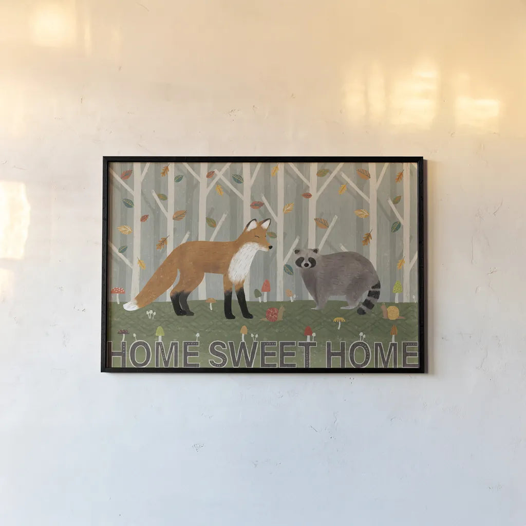 Woodland Joy I by Veronique Charron. shown as a paper print in a black flame. Available as a archival giclee rolled canvas, fine art paper, or poster print. SKU 76958i.