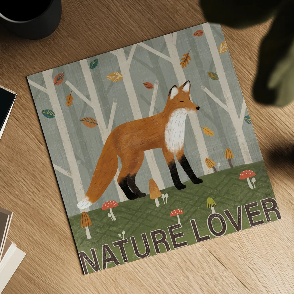 Woodland Joy II by Veronique Charron. Shown as a detailed flat fine art print, highlighting archival giclee quality. Available as an archival giclee rolled canvas, fine art paper, or poster print. SKU 76959a.