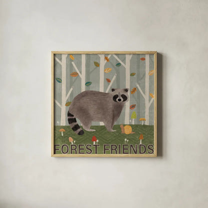 Woodland Joy IV by Veronique Charron. Shown in a natural wood glass frame for a timeless modern aesthetic. Available as an archival giclee rolled canvas, fine art paper, or poster print. SKU 76961a.