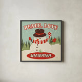 50s Christmas I Square by Wellington Studio. Shown in a sleek black glass frame for a contemporary gallery look. Available as an archival giclee rolled canvas, fine art paper, or poster print. SKU 20194a.