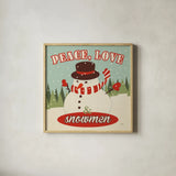 50s Christmas I Square by Wellington Studio. Shown in a natural wood glass frame for a timeless modern aesthetic. Available as an archival giclee rolled canvas, fine art paper, or poster print. SKU 20194a.