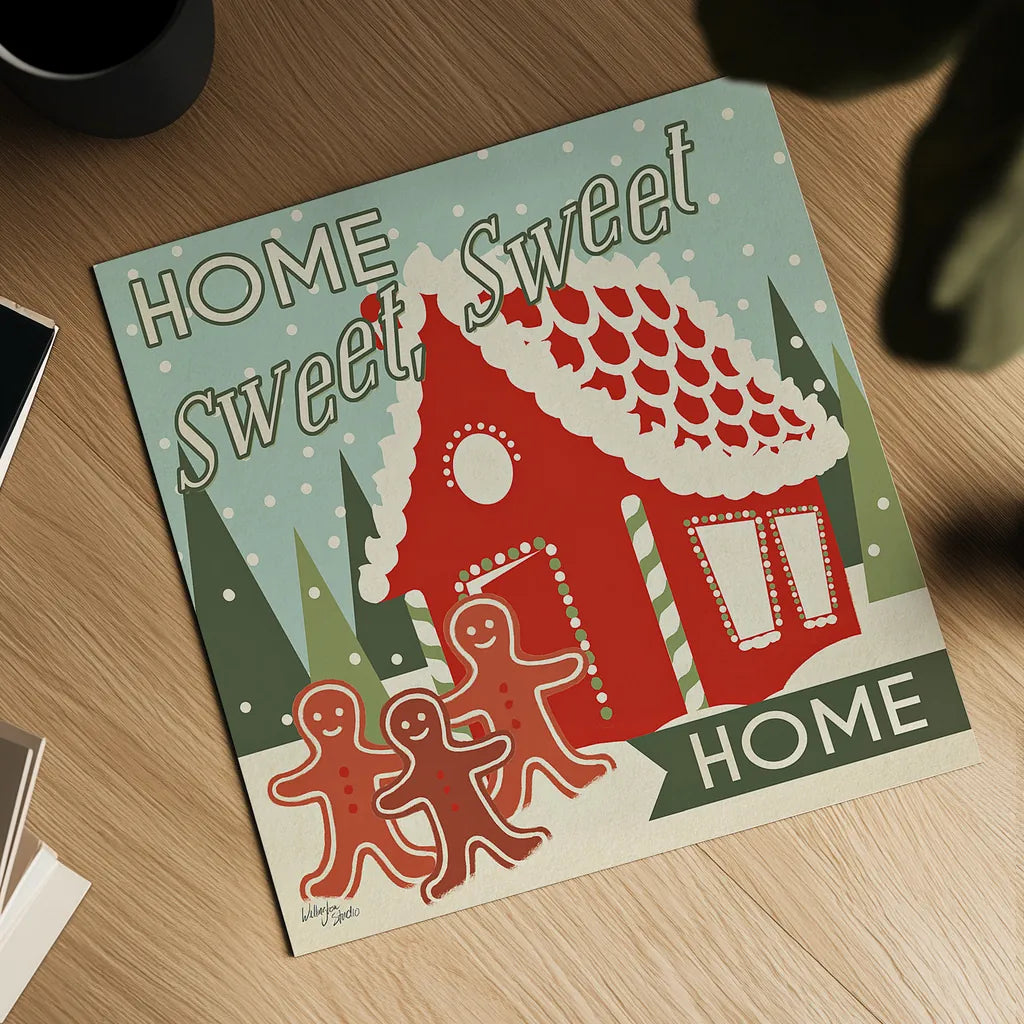 50s Christmas III by Wellington Studio. Shown as a detailed flat fine art print, highlighting archival giclee quality. Available as an archival giclee rolled canvas, fine art paper, or poster print. SKU 20196a.