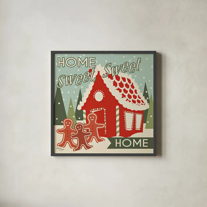 50s Christmas III by Wellington Studio. Shown in a sleek black glass frame for a contemporary gallery look. Available as an archival giclee rolled canvas, fine art paper, or poster print. SKU 20196a.