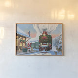 All Aboard by Wellington Studio. shown as a paper print in a natural frame. Available as a archival giclee rolled canvas, fine art paper, or poster print. SKU 100669i.