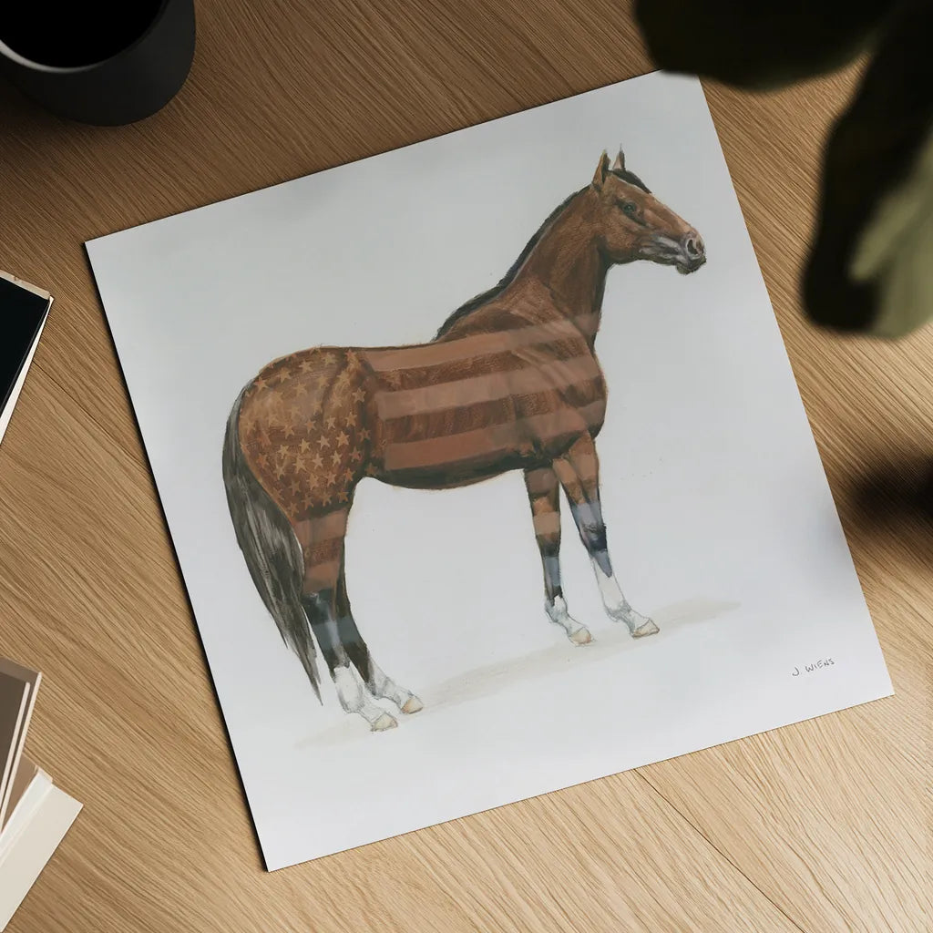 American Horse by Wellington Studio. Shown as a detailed flat fine art print, highlighting archival giclee quality. Available as an archival giclee rolled canvas, fine art paper, or poster print. SKU 83836a.