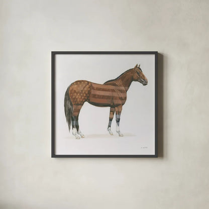 American Horse by Wellington Studio. Shown in a sleek black glass frame for a contemporary gallery look. Available as an archival giclee rolled canvas, fine art paper, or poster print. SKU 83836a.